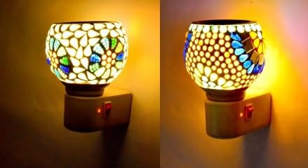 Jai Shri Shyam Ji Kapoor Dani Electrical Camphor Diffuser Glass with On/Off Switch to Toggle Between Burner and Lamp (Combo M1+M7)