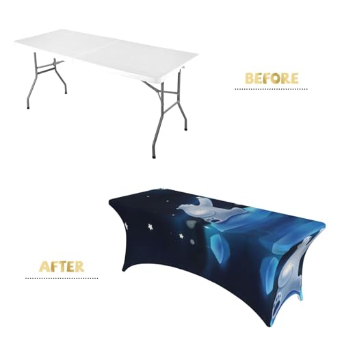 Housse de table extensible EdWal 1m80 imprimé ours blanc pour buffet rectangulaire