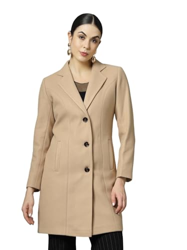 Image of CHKOKKO Women Chic Winter Coat Single Breasted | Knee Length Design with Buttoned Closure and Practical Front Side Pockets for Stylish and Comfortable Wear
