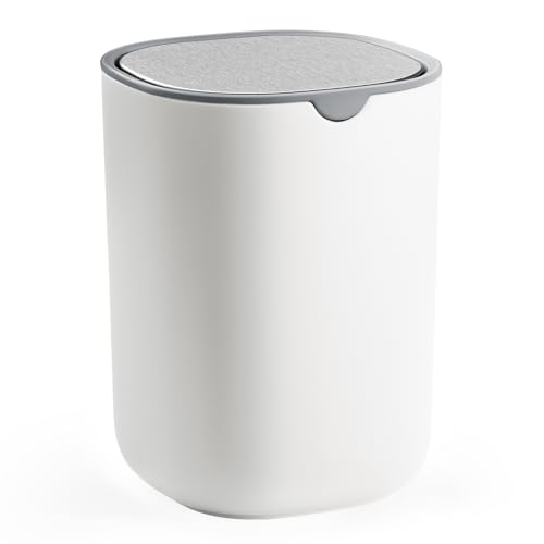 SONGMICS Mini Desk Trash Can, Round, Stainless Steel Swing Lid, 0.7 Gal. by SONGMICS - Used condition - US$13.19