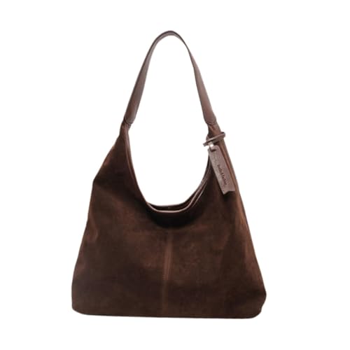Image of CALANDIS Suede Bag Handbag Underarm Bag Large Top Handle Bag Purse Tote Bag for Women Coffee | Womens Handbags & Bags