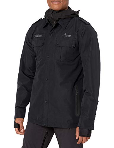 Volcom Men's Creedle2stone Military Style Snow Jacket, Black, Large