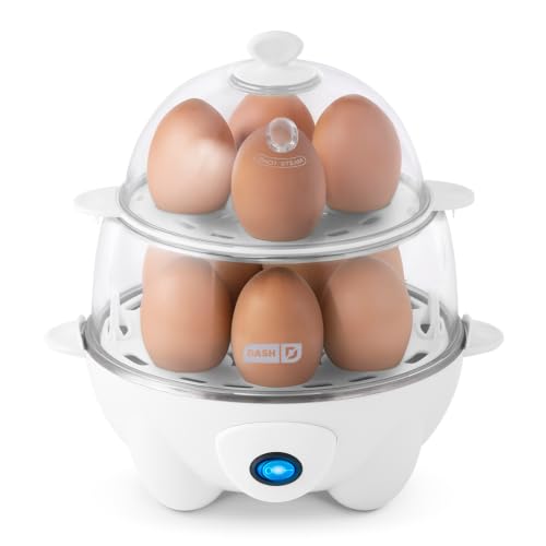 Image of Dash Deluxe Egg Cooker - Boiler, Poacher & Steamer - Includes Measuring & Recipe Guide - Dishwasher Safe - BPA Free - Holds 12 Eggs, White