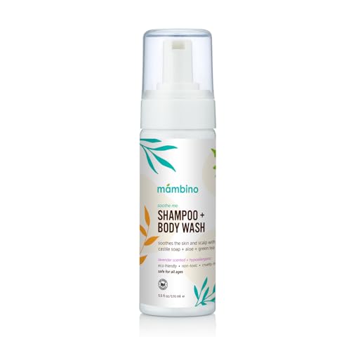 Mambino Organics Soothe Me Shampoo & Body Wash for Kids, Essential Baby Bath, Gentle Newborn Essentials, Lavender & Green Tea 5.5floz