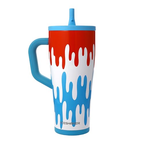 Image of Ice Shaker 32 oz Tumbler with Handle and Straw | 32oz Freeze Pop | Cold for 30+ Hours | 2-in-1 Tumbler Shaker Bottle | Odor-Free 32 ounce Bottle for Water, Protein Shakes, Smoothies, Cocktails
