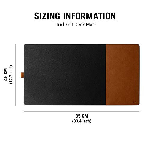 DailyObjects Combo Super Smooth Vegan Leather Reversible, Anti Slip, Water Resistent Felt Turf 2.0 Desk Mat | Vegan Leather Black Desk Tray Organiser - Set of 2