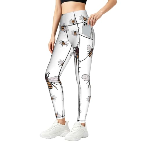 Leggings de moda para mujer con divertido diseño de abejas y ajuste deportivo