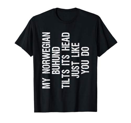 My Norwegian Buhund Dog Tilts Its Head Funny T-Shirt, Men, Black, Small