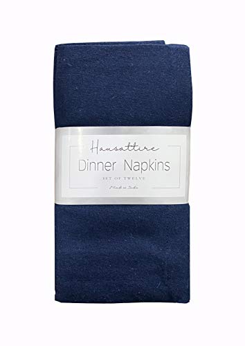 Hausattire Cloth Napkins Set Of 12 (18X18 Inches) Navy - Cotton Reusable Dinner Napkins - Durable And Perfect For Everyday Use #TOP4