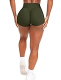 OZICERD Scrunch Butt Gym Shorts High Waisted Workout Biker Shorts Running Athletic Booty Shorts for Women Olive Green M
