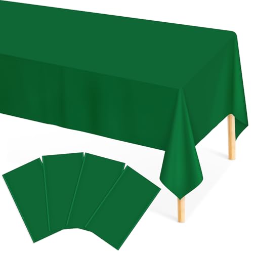 Image of Mulbozy 4 Pcs Green Plastic Table Cloth Disposable, 54 x108 Inch