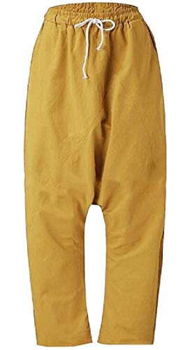 Calça feminina SELX grande elástica confortável harém super calça ioga modal pilates, Amarelo, Small
