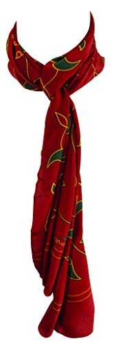 100% Silk Red Scarf. Oblong2
