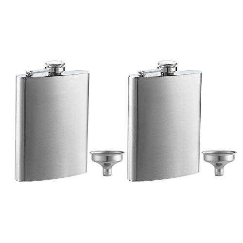 Voarge 2X Edelstahl Flachmann und Trichter Set, 8 oz Enthält 2 Packungen 2 Trichter für Whisky/Wodka/Wein/Alkohol, Geschenkideen mit Geschenkbox Geeignet Zum Tragen von Alkohol