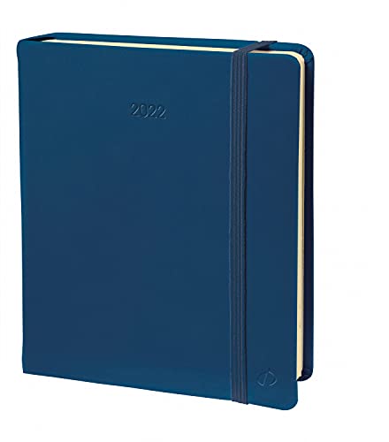 Quo Vadis - Collection : Silk EXECUTIF PRESTIGE avec élastique - Agenda civil - Semainier - 16x16cm Bleu Marine - Année 2023