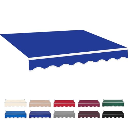 Toldo de repuesto de tela retráctil de 2 m 7 m, material para patio, jardín, balcón (índigo, 400 x 250 cm), duradera, resistente a la intemperie, fácil de instalar