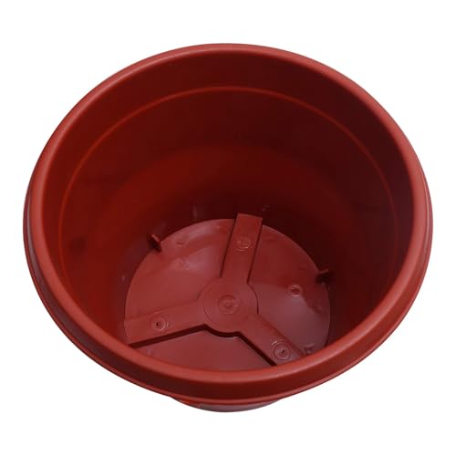 Image of Livzing Plastic Flower Pot with Bottom Tray Set - 12 Inch, 10 Pack, Garden Planters with Drain Holes for Home Plants,Plastic Pots for Indoor and Outdoor Gardening with Drip Tray (Brown)