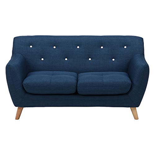 不二貿易 ソファ 2人掛け 幅134cm ネイビー コンパクト 肘掛け 2way ロータイプ かため ファブリック ラビスタ 67548 [4]