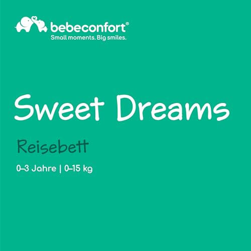 Bebeconfort Sweet Dreams, Baby Reisebett, 0–3 Jahre (0–15 kg), Reisebett leicht für Babys, Große gepolsterte Matratze, Seitenfenster, Einfach Kompakt Klappbar, Mit Reisetasche, Mineral Graphite