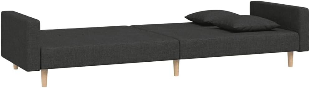 Sofa Bed Black Fabric (100% Polyester) Living Room Furniture