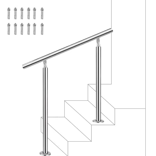Rambarde d'escalier extérieure réglable en métal pour porche de 2 ou 3 marches