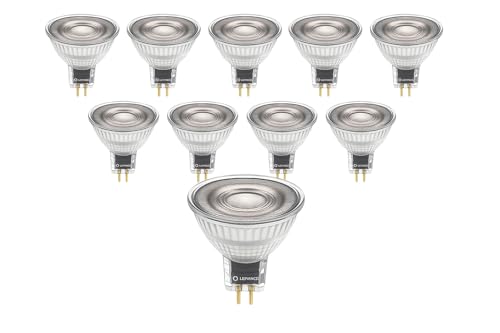 LEDVANCE 10x LED-Spot Reflektor, GU5.3 MR16, 6,8W, 621lm, 36°, 3000K Warmweiß, Dimmbar, CRI 90-99, 50W Ersatz, 12V, 10er SPARPACK