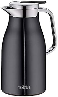 THERMOS Century 4046.256.100 Thermos Flask 1 Litre Stainless Steel Blue Glass Insert One-Handed Pouring Button Keeps Hot 12 Hours Ideal as a Coffee Pot or Teapot Pot for 8 Cups