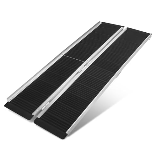 Magshion 6FT Portable Wheelchair Ramp, 600lbs Capacity Aluminum Folding Ramp with Non-Slip Surface, Telescopic Lightweight Loading Ramp for Home Steps, Stairs, Vehicles, Carts, Mobility Aid