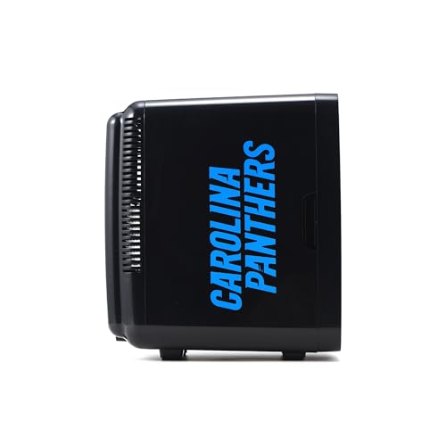 Image of Ukonic NFL Carolina Panthers 15-Can Mini Fridge 10L - AC /DC Powered, Official Team Colors & Logo, Portable Cooler for Tailgates, Home, Office, or Car