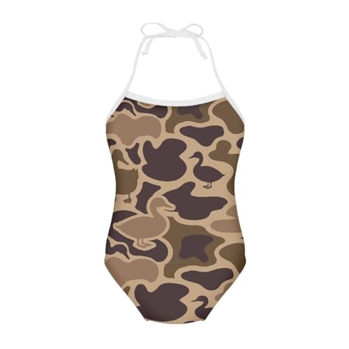 Image of ELEQIN Cartoon Animal Cute Girls One Piece Swimsuit Adjustable Swimwear for 3Y-10Y