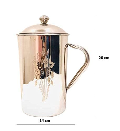 AR Enterprise Steel Flower Laser Art Jug Steel Jug Pitcher for Water Storage 2000ML 2