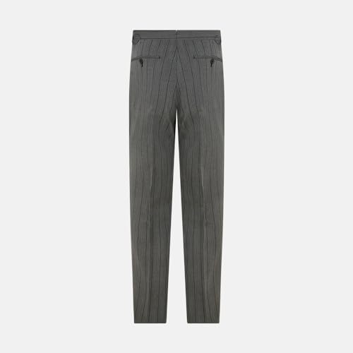 Men's Striped Tuxedo Pants Fit Pleat Front Slim Formal Morning Trousers with Metal Buckle High Waist Dress Pants4