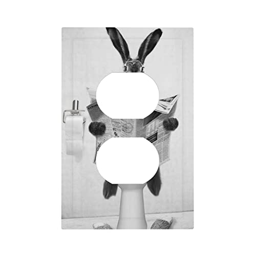 Cubierta de toma de corriente gris y negra con diseño retro animal 2