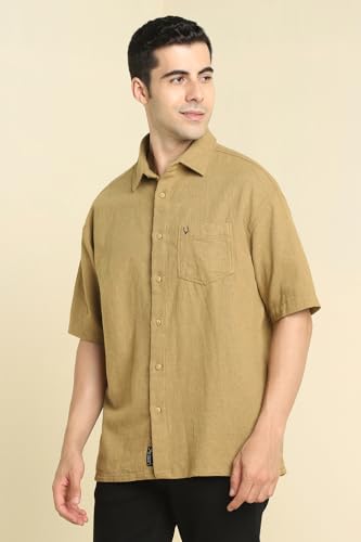Image of Allen Solly Men's Textured Casual Shirt | Drop Shoulder | Half Sleeve | Relaxed Fit | Casual & Streetwear Style
