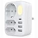 Produktbild VEFVE Mehrfachstecker für Steckdose, 8 in 1 Steckdosenadapter 3fach, Dreifachstecker für Steckdose, Mehrfachsteckdose mit USB C Ladegerät und Nachtlicht
