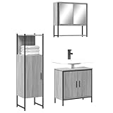ULUYYUC 3-teiliges Badmöbel-Set Grau Sonoma Holzwerkstoff 60 x 30 x 60 cm Badunterschrank...