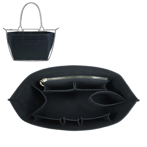 Lckaey Bolsa organizadora de feltro para bolsa de mão grande Longchamp Le Pliage, preta 2-G