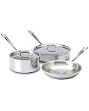 All-Clad 401599 Stainless Steel Tri-Ply Bonded Dishwasher Safe Cookware Set, 5-Piece, Silver