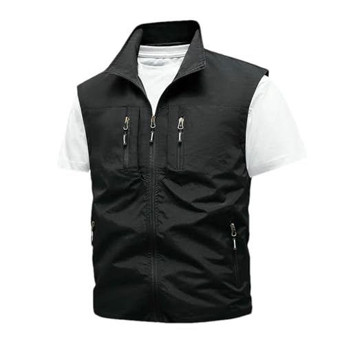 Chaleco de verano para hombre chaqueta sin mangas casual cuello alto talla S con bolsillos