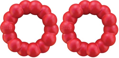 Image of KONG Ring - Natural Rubber Ring Toy for Healthy Chewing Habits - Chew Toy Supports Dog Dental Health - Dog Toy Supports Instincts During Playtime - for Small /Medium Dogs (Pack of 2)