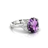INDIA MADE - Anillo de ratti Katela sin calentar de 13.25 años con amatista natural, con piedras preciosas sueltas, amatista, chapado en plata, para mujeres y hombres, certificado B0CTFWM3G4