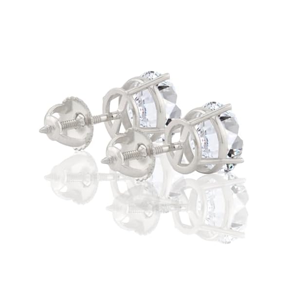 14K Solid Gold Lab Grown Moissanite Round 4-Prong Stud Earrings for Women | White & Yellow Gold | Push Back & Screw Back | Hypoallergenic | Made in USA | Gift for Her | By Adora Fine Jewelry - Image 3