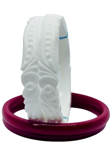 Image of Thick & Premium Sakha Pola for Women Original - Bengali Sankha Pola Bangles Set - Wedding Red & White Bangles, Lahathi, Loha Badhano, Acrylic Plastic Bangles, Calcutta Chura, Size 2.4-2.10