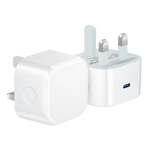 USB C Plug,2Pack 25W USBC Charger Plug Adaptor UK Fast Charge for Apple iPhone 16e 16 Plus 16 Pro Max 15 14 13 12 11 SE/New iPad Pro Air Mini 8 9 10 11th A16 2025,Type C Port Wall Plug USB-C Charging