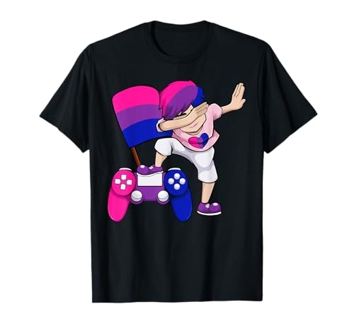 Dabbing Bisexual Gamer LGBT-Q Video-game Controller Bi Pride T-Shirt
