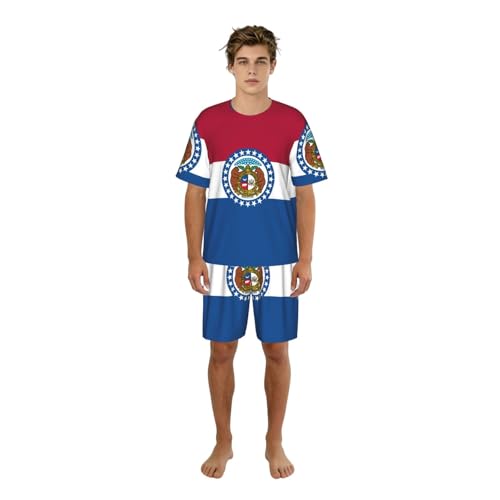 Pyjama Missouri homme : ensemble élégant imprimé drapeau d'État pour nuit et détente