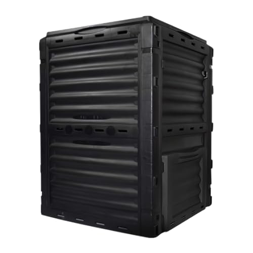 Hershii Compostiera Piccola, Barilotto Compost, Girevole con 2 Porte Scorrevoli e Telaio Acciaio per Tutte le Stagioni, No BPA, Anti UV (B type)