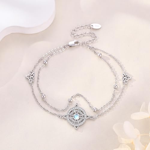Witches Knot Bracelet S925 Sterling Silver Witches Knot Celtic Moonstone Bracelet Nudo De Bruja Plata 925 Original Witchy Irish Jewelry for Women2