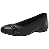 Clarks-Womens-Sara-Tulip-Ballet-Flat Clarks Women's Sara Tulip Ballet Flat, Black Leather/Patent Combi, 7