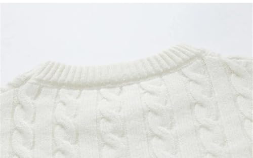 Men's Twisted Knit Sweater Round Neck Pullover Thickened Solid Color Loose Fit Knitted Winter Casual Top4